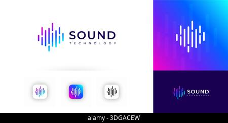 Logo AI Music Voice Sound Wave Pulse Audio Radio Frequency Equalizer Symbol. Symbol Für Die Lautstärkeregelung Der Linie. Markenidentität Der Medien. Smart Play Titel Digital Stock Vektor