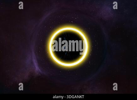 Schwarzes Loch oder Weltraumportal. Galaxie mit Sternen und Wurmloch im Universum. Leuchtender Energiering im Dunkeln. Elemente dieses Bildes, bereitgestellt von der NASA. Stockfoto