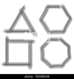 Pinselform Set. Handgezeichneter Rahmen. Geometrischer Tintenvektor. Weiche Aktivkohlelinie. EPS 10. Stock Vektor