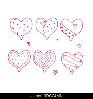 Set aus niedlichen handgezeichneten Doodle-Herzen Stock Vektor