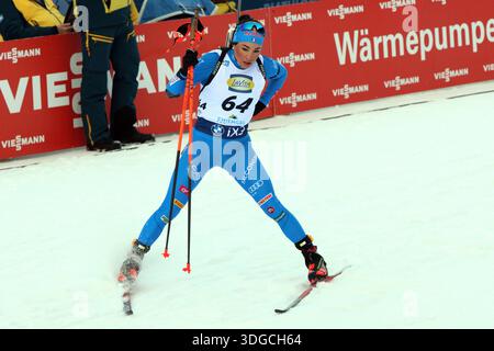 RUHPOLDING, DEUTSCHLAND - 16. JANUAR: Auf dem Schießstand, WIERER, Dorothea (ITA, #64) beim 7,5km-SPRINT DER FRAUEN beim BMW IBU World Cup Biathlon Ruhpolding am 16. Januar 2026 in Ruhpolding. Stockfoto