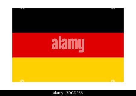 Flagge Deutschlands isoliert auf weißem Hintergrund. Stockfoto