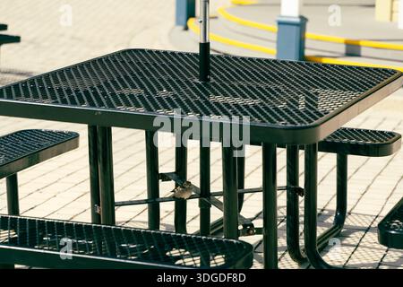 Picknick-Tischbänke Aus Metall Im Freien Sparrow Stockfoto