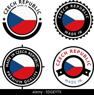 Nationalflagge der Tschechischen Republik, flache Vektorsymbole setzen Stock Vektor