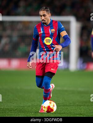 Raphael Dias Belloli „Raphinha“ vom FC Barcelona mit dem Ball im Achtelfinale der Copa del Rey zwischen Real Racing Club und FC Barcelona bei C Stockfoto