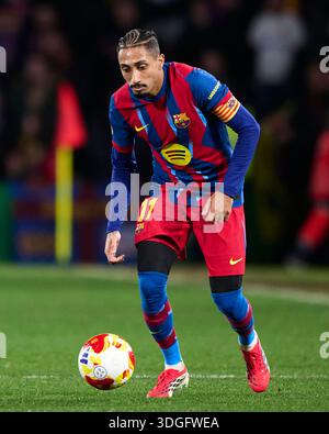 Raphael Dias Belloli „Raphinha“ vom FC Barcelona mit dem Ball im Achtelfinale der Copa del Rey zwischen Real Racing Club und FC Barcelona bei C Stockfoto