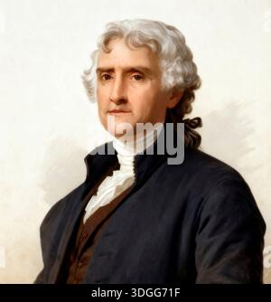 Porträt von Thomas Jefferson, 1743–1826, dritter Präsident der Vereinigten Staaten und Hauptautor der Unabhängigkeitserklärung, digital optimiert Stockfoto