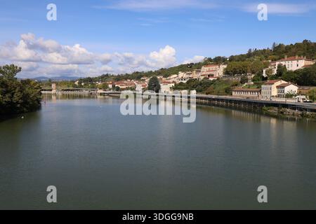 La rivière la Saône, Ville de Trévoux, Département de l'Ain, région Rhône Alpes, Frankreich Stockfoto