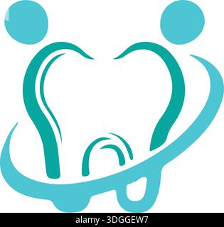 Familienzahnärztliche Klinik Logodesign. Abstraktes Logo für Menschen und Zähne. Pro-Vektor Stock Vektor