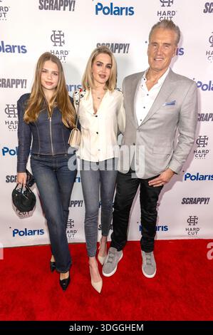 Dolph Lundgren mit Ehefrau Emma Krokdal und Tochter Greta Lundgren beim Polaris profitieren von Menschenhandel Awareness Month im Hotel Ziggy. Los Angeles, 15.01.2026 Stockfoto