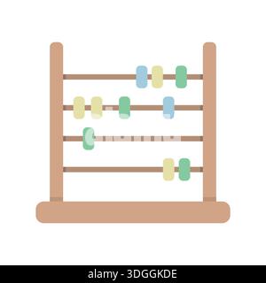 Hölzerne Abacus-Ikone. Abbildung des Zählwerkzeugs. Pastellperlen Vektor. Mathematisches Bildsymbol Stock Vektor
