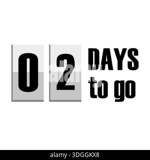 Numerischer Wert Null zwei 02. Countdown-Vektor-Anzeigetafel. Text für 2 Tage bis zum Versand. Werbebanner-Grafik. Weißer Hintergrund sauber. Stock Vektor
