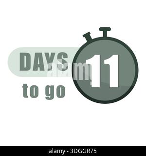 Numerischer Countdown von elf. Genau die 11 TAGE, die noch vergehen. Chronologisches Vektormanagement. Professionelles Ankündigungsbanner Stock Vektor