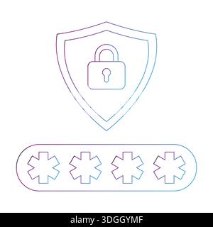 Symbol für professionelle Sicherheit. Blauer violetter Schutz. Vektor für vertrauliche Kennwörter. Industrielles Identifikationselement Stock Vektor