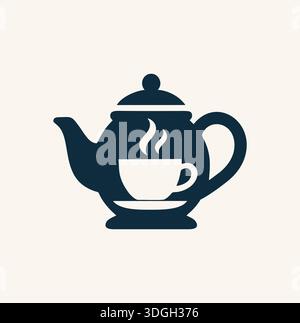 Eine kreative Silhouette der Teekanne mit einer verschachtelten Teetasse, die Wärme, Gastfreundschaft und Teekultur symbolisiert. Stock Vektor