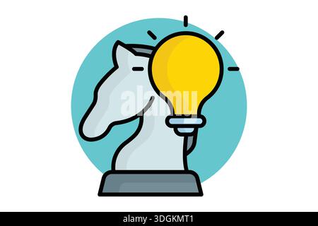 Strategiesymbol. Symbolstil für farbige Umrisse. Symbol für kreative Strategie. Illustration des Vektors der Kreativität Stock Vektor