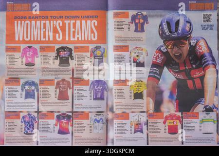 Adelaide Australien 17 Januar 2026 . Die 2026 Santos Down Under Women's Teams Trikots Headpix/Alamy Live News Stockfoto