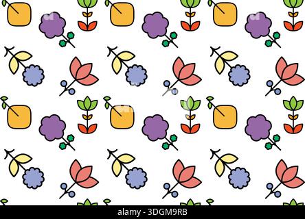 Ein klares, farbenfrohes Blumenmuster auf weiß, perfekt für modernes Textil- und Webdesign Stock Vektor