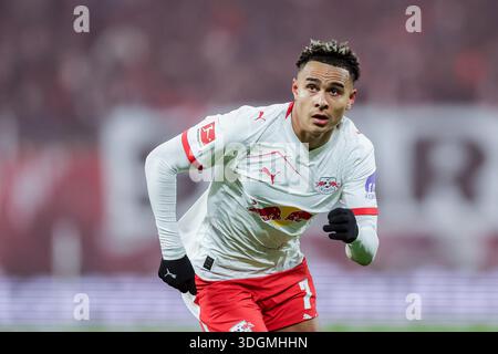 Leipzig, Deutschland. Januar 2026. Antonio Nusa vom RB Leipzig wurde während des Bundesliga-Spiels zwischen RB Leipzig und Bayern München in der Red Bull Arena gesehen. Endergebnis; RB Leipzig 1:5 Bayern München. Quelle: SOPA Images Limited/Alamy Live News Stockfoto