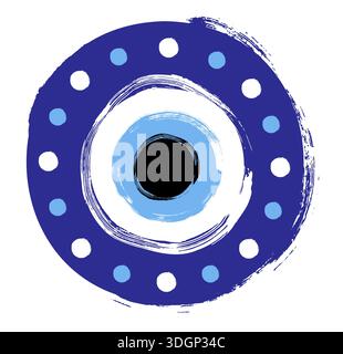 Vektor Doodle böses Auge Symbol, griechischer Talisman Charme Hand gezeichnete Illustration Stock Vektor