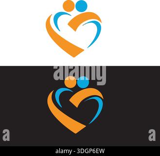 Ich liebe abstrakte Paare People mit farbigem Duell-Logo Stock Vektor