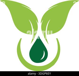 Organisches grünes Blatt Bio Logo Vektor Natur Tropfen Logo Design, moderne Logo Designs Vektor Illustration Stock Vektor