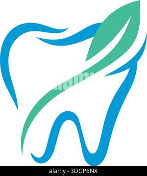 Zahnzahnblatt-Logo-Design-Idee Lotusblume und Zähne. Zahnärztlicher Vektor. Illustration Der Zahnpflege Stock Vektor