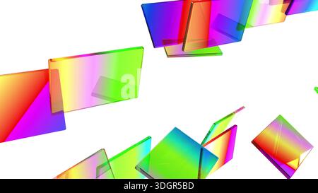 Farbige Glaskästen abstrakte Objekte auf weißem BG 3D-Rendering Stockfoto