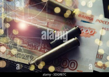 Kugeln liegen auf der Geldspitze Stockfoto