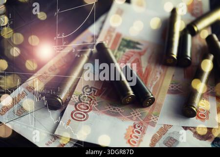 Kugeln liegen auf der Geldspitze Stockfoto