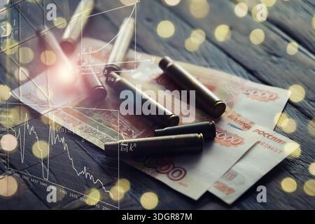 Kugeln liegen auf der Geldspitze Stockfoto