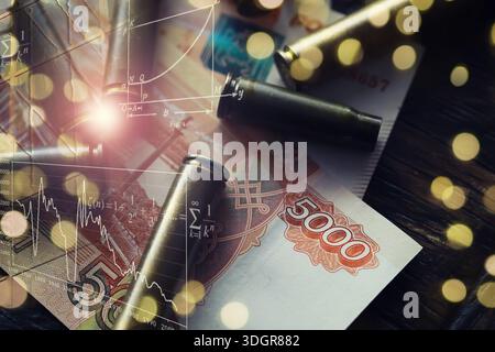 Kugeln liegen auf der Geldspitze Stockfoto