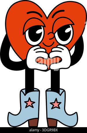 Grooviger Cartoon-Charakter mit Stiefeln Stock Vektor