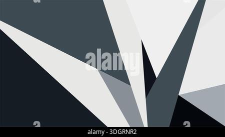 Eckige abstrakte Formen in Anthrazit-Silber und weißem Vektor. Moderner minimalistischer Hintergrund mit scharfen geometrischen Scherben und Tech Metal-Stil. Stock Vektor