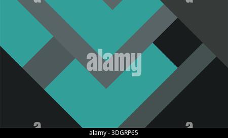 Geometrische Schichten in blaugrün dunkelgrau und schwarzem Vektor. Abstrakter minimalistischer Hintergrund mit scharfen architektonischen Formen und Ästhetik aus technischem Metall. Stock Vektor