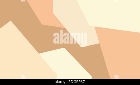 Flache geometrische Schichten in Creme-Pfirsich- und Bräunungsvektor. Abstrakter minimalistischer Hintergrund mit weichen architektonischen Formen und warmer neutraler Ästhetik. Stock Vektor