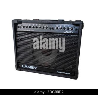 1980er Jahre Laney E-Gitarrenverstärker. Halbleiterverstärker. Pro Linebacker. 50-Watt-Verstärker. Elektrischer Verstärker Stockfoto