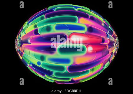 Verlaufende 3D-Formen. Abstrakte, farbenfrohe Linien und lebendige Kurven. Flüssige Verlaufsröhren mit glattem Farbübergang. 3D-Abbildung Stockfoto