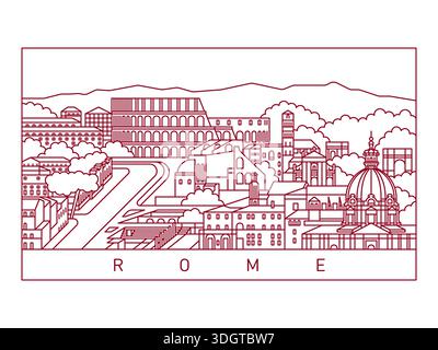 Skyline Von Rom-Stadt Vektor-Illustration. Line Art Urban Landscape Stock Vektor