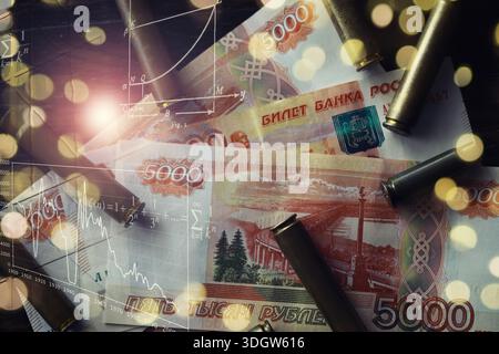 Kugeln liegen auf der Geldspitze Stockfoto