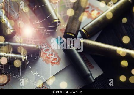 Kugeln liegen auf der Geldspitze Stockfoto