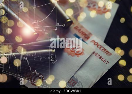 Kugeln liegen auf der Geldspitze Stockfoto