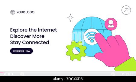 Miniaturansichten Mit Handgezeichneter Illustration Von Flat Cartoon Internet Service Provider Stock Vektor