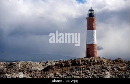 Der Leuchtturm Les Eclaireurs, auch bekannt als Faro del Fin del mundo (Leuchtturm am Ende der Welt), einer der südlichsten Leuchttürme der Welt Stockfoto