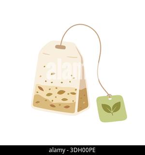 Flache Illustration Für Kräutertee-Beutel Stock Vektor