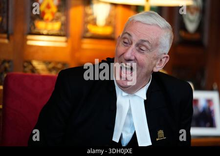 Sprecher des House of Commons Sir Lindsay Hoyle während eines Besuchs des US-Präsidenten Mike Johnson im House of Commons in London. Bilddatum: Montag, 19. Januar 2026. Stockfoto