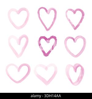 Hand gezeichneter Grunge Herz Set Vektor Stock Vektor