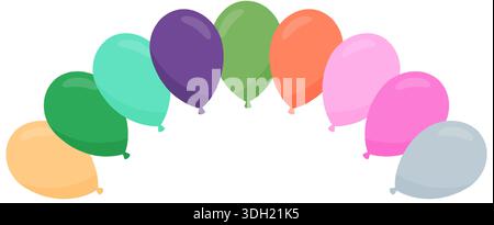 Bunte Ballongirlande isoliert auf weißem Hintergrund. Flache Vektorillustration für Party und festliche Dekoration Stock Vektor