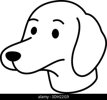 Hund mit langen Ohren und sanftem Ausdruck. Minimale schwarz-weiße PET-Kopf-Vektor-Illustration Stock Vektor