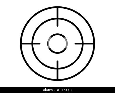 Dieses Bild zeigt ein einfaches und klares kreisförmiges Zieldesign, das konzentrische Ringe mit einem zentralen Fokuspunkt zeigt. Ideal für Konzepte von AIM und p Stock Vektor